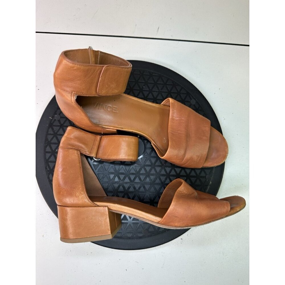 Vince Rosalia Ankle Platform Leather Ankle Sandals in Brown Size 8M